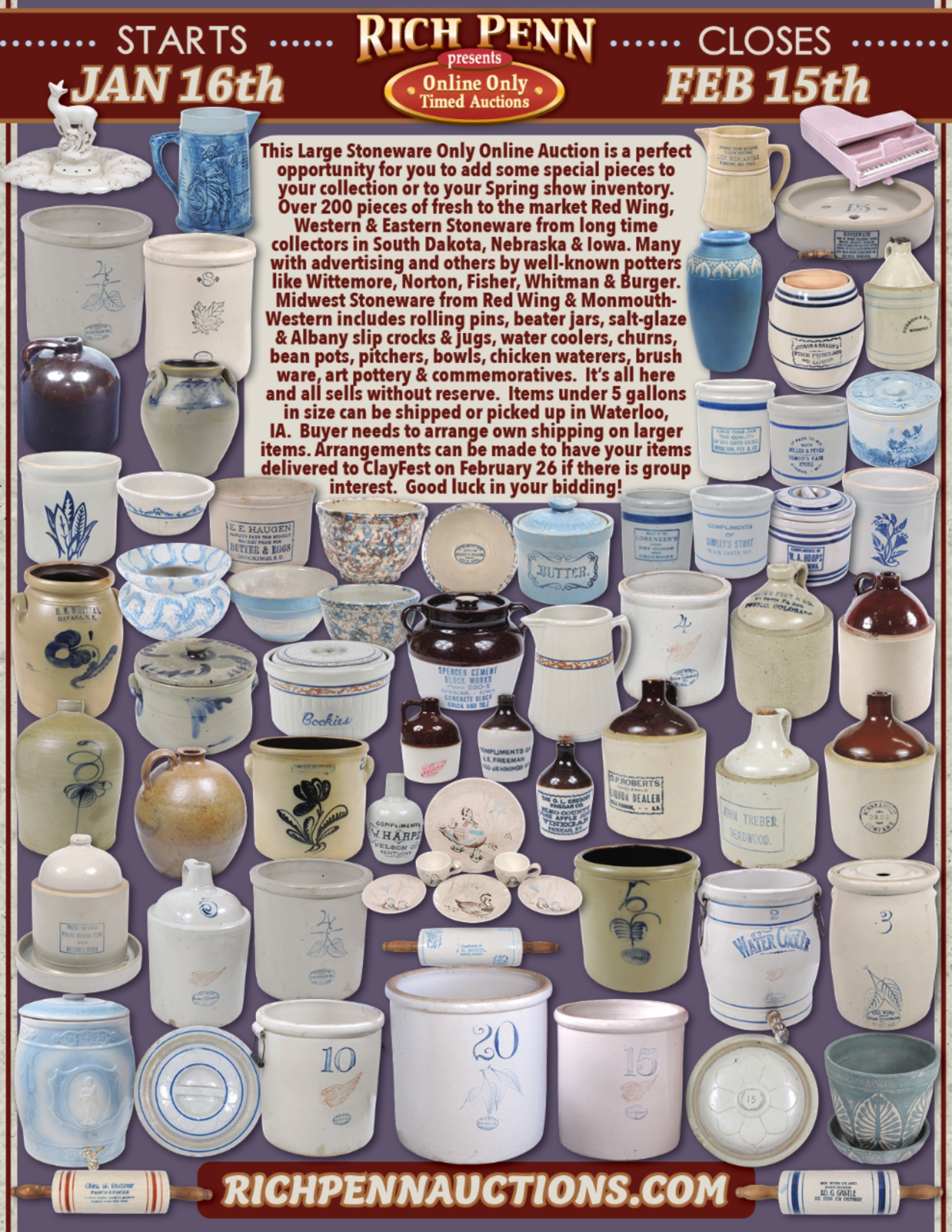 January 16 – February 15, 2026 Online Only Auction